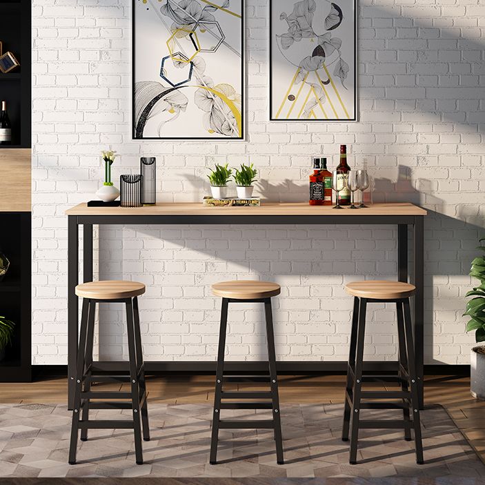 Industrial Rectangle Bar Table Set 1/2/3 Pieces Wood Counter Table for Indoor