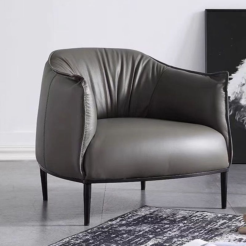 Faux Leather Barrel Accent Chair with Tight Back, 35.43" W √ó 33.86" L √ó 29.92" H