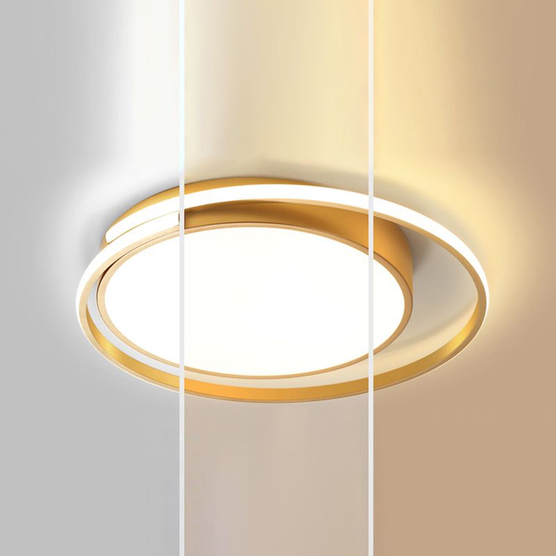 Luminaire de plafond encastré en métal à tambour circulaire, plafonnier LED doré de Style milieu du siècle pour salon