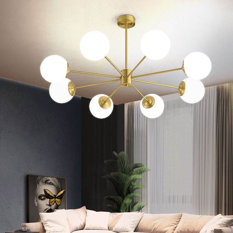 Globe kroonluchter verlichtingsarmaturen Designer Style Multi-Hoofd Suspension Light met witte glazen schaduw