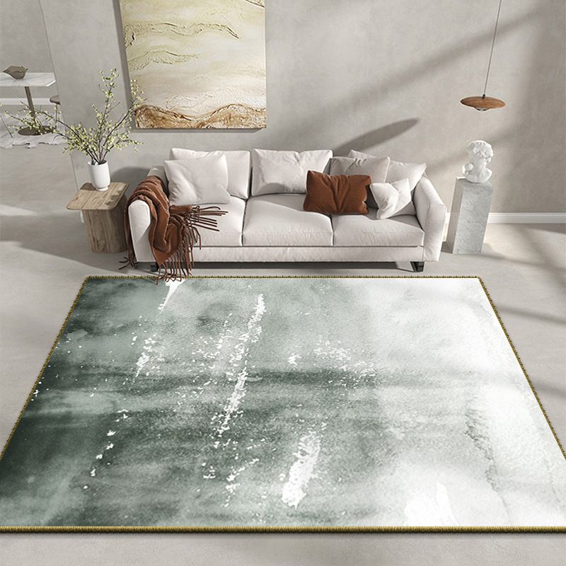 White Modern Rug Polyester Graphic Rug Stain Resistant Rug for Living Room
