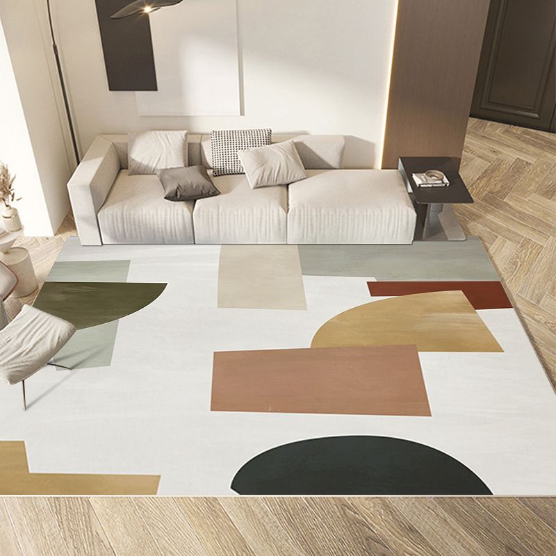 Orange Nordic Rug Polyester Color Piece Rug Washable Rug for Living Room