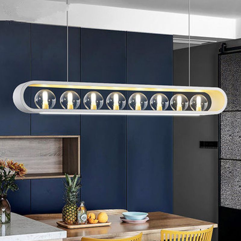 Minimalismo Isla Ligera Ligera de vidrio transparente accesorios de iluminación para comedor