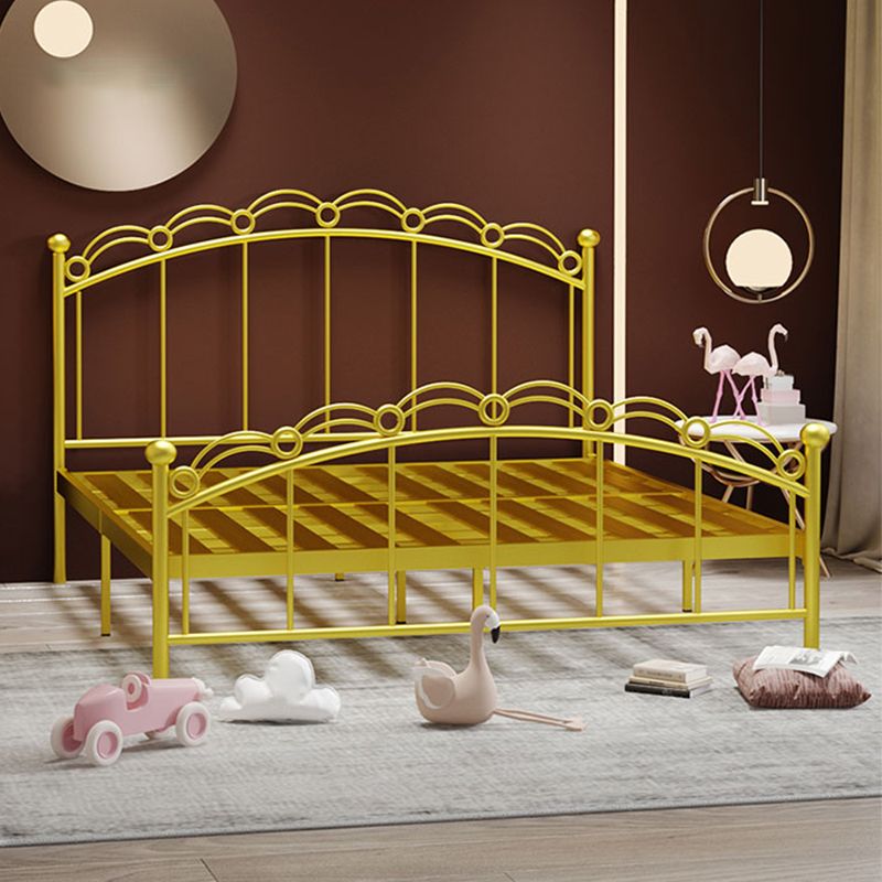 Open-Frame Glam Bed Metal Bed Frame with Rainbow Headboard and Footboard