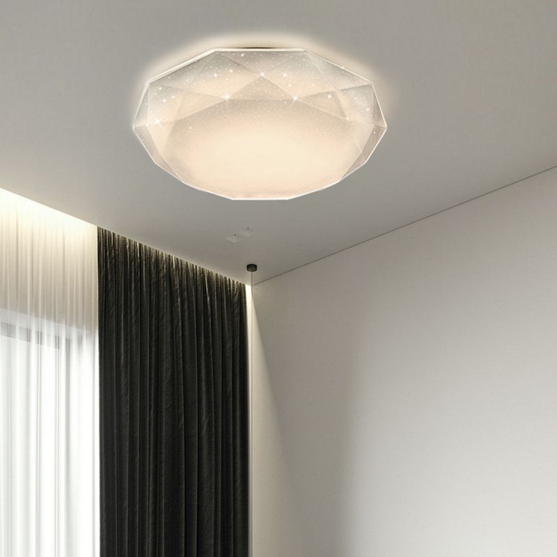 Geometric Shape Metal Flush Light Modern Style 1 Light Flush Mount Ceiling Lights in White