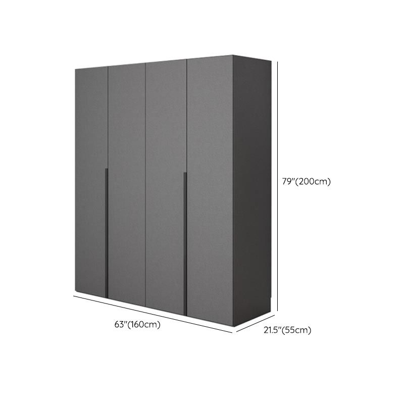 Modern Gray Storage Cabinet with Hinged Doors Faux Wood Cabinet for Bedroom