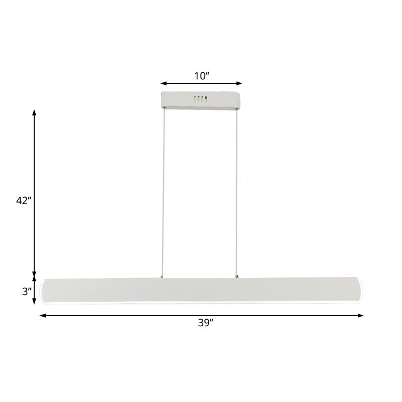 Linearanhänger leichte minimalistische Acryl weiße LED Hängende Deckenleuchte für Esszimmer, 31,5 "/39" breit