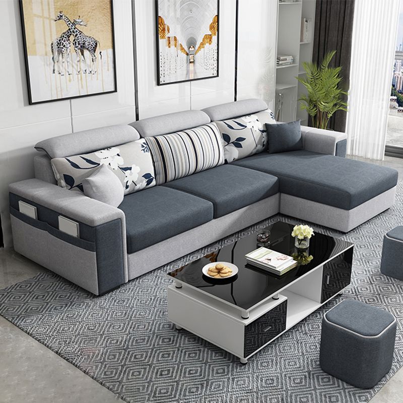 Dark Gray Removable Cushions Pillow Top Arm Sofa/Sectional with Slipcover and Storage