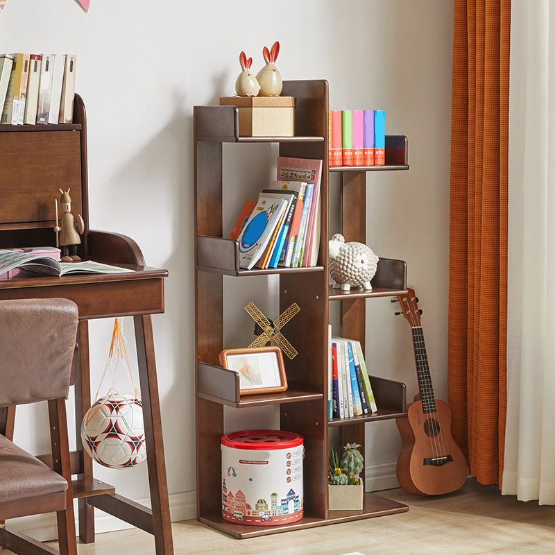 Mid Century Modern Wooden Bookcase with Shelves for Home Office