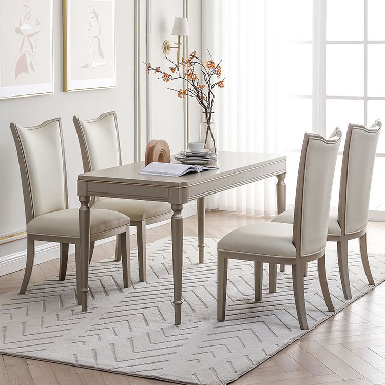 Mesa de comedor vintage rectangular, mesa fija en tono champán para uso doméstico