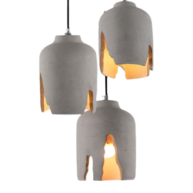 Cement 1-Light Hanging Lamp, Nordic Simple Gray Pendant Lighting for Living