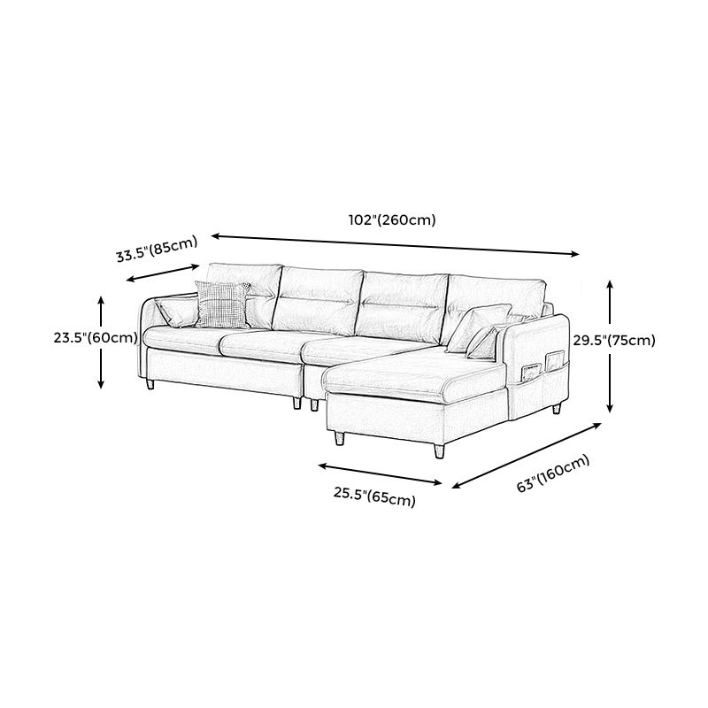 L-Shape Storage Sectional Stain-Resistant Sofa with Chaise for Four People