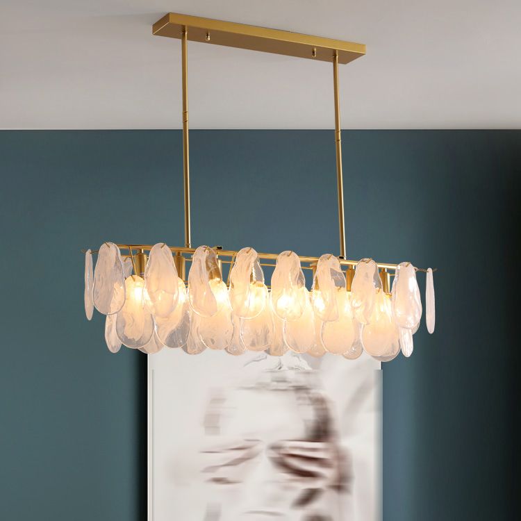 Contemporary Style Rectangle Island Lighting Ideas Glass 8 Light Island Lights