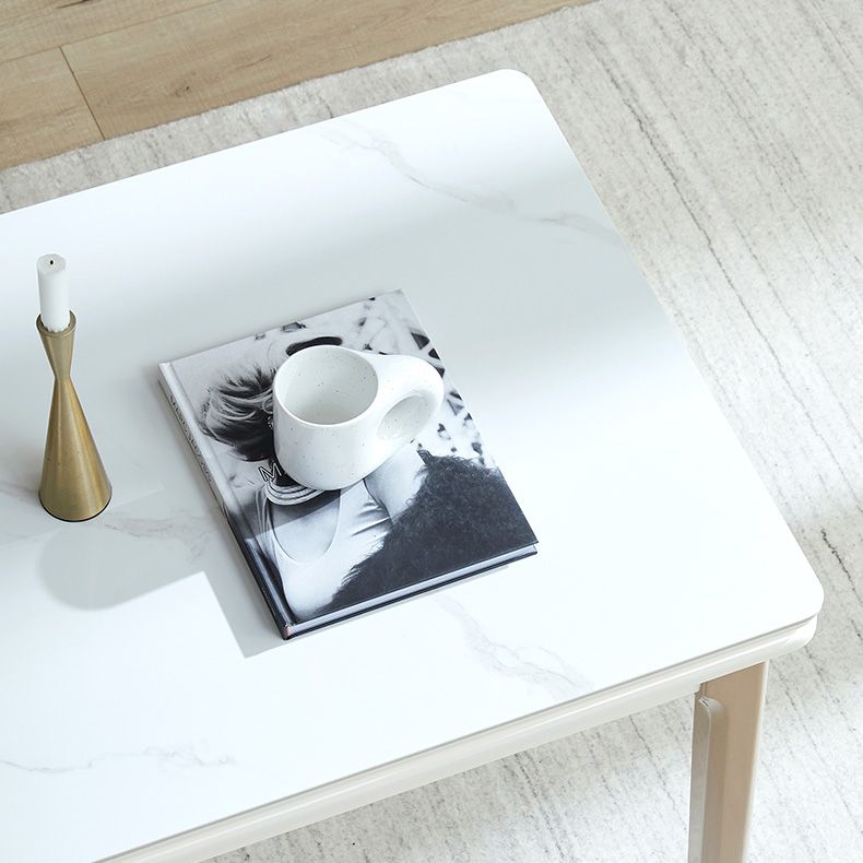 Modern Stone Scalable Dining Table Wood Legs for Dining Room