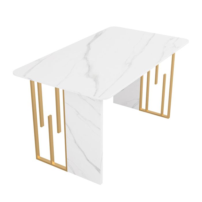 Luxury 1/2/5/7 Pieces Dining Set Sintered Stone Rectangle Dining Table Set with Chairs