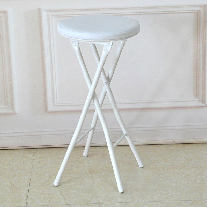Modern Counter Chair Foldable Bistro Round Shape Cushion Chair with Metal 4 Legs