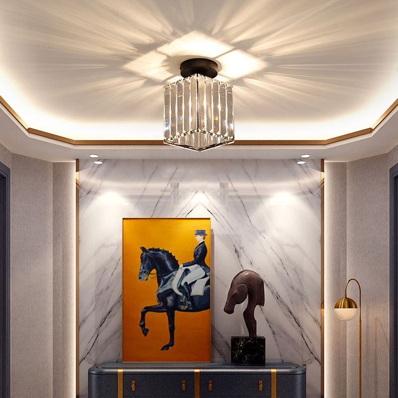 Crystal Geometric Flush Mount Light Modern Style 1 Light Flush Ceiling Light Fixtures
