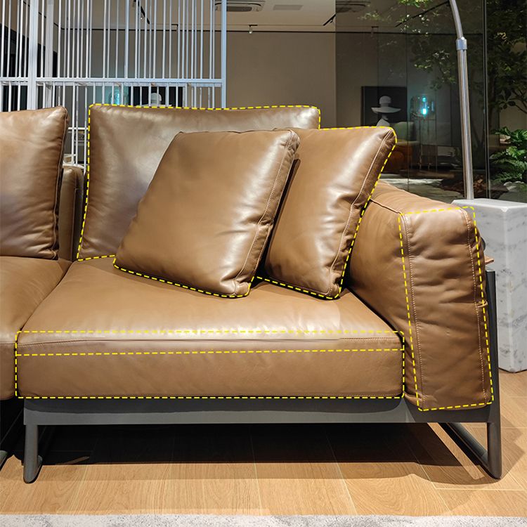Square Arm Sofa Modern Sofa 38.58" D x 34.64" H Sofa with Pillow