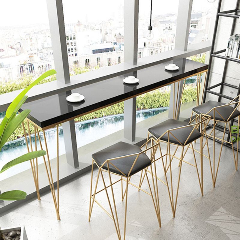 Glam Bar-height Table Solid Wood Top Pub Table for Dining Room