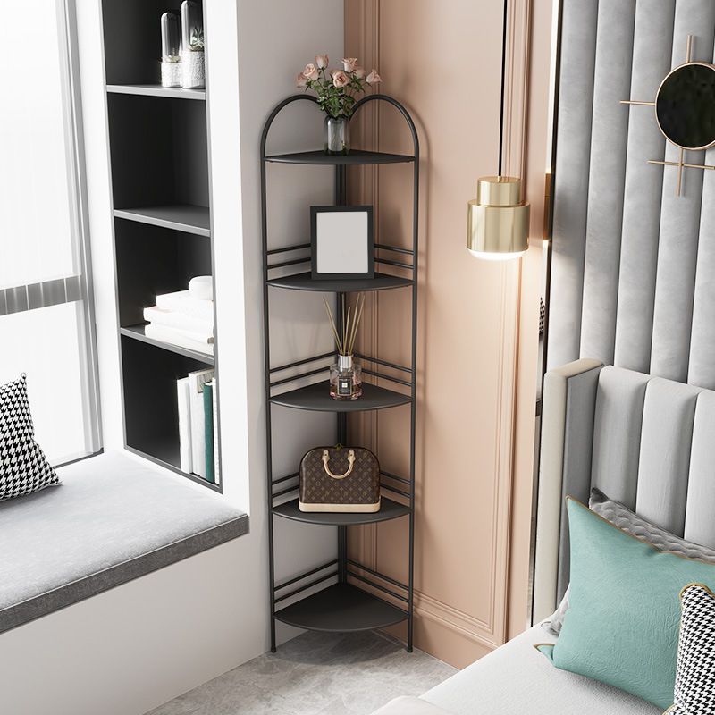 Modern Bookcase Corner Metal Open Back Shelf Bookcase with Shelves for Living Room