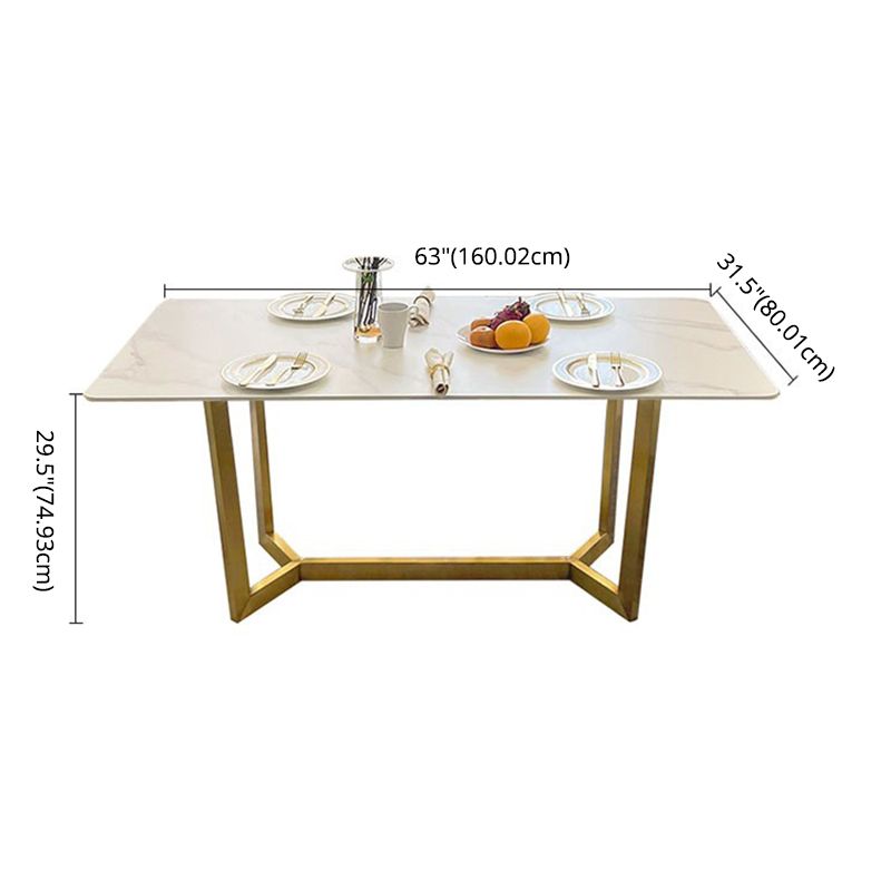Dining Room Sets Scandinavian Metal Frame Dining Table Rectangle Formal Dinette Set for Home