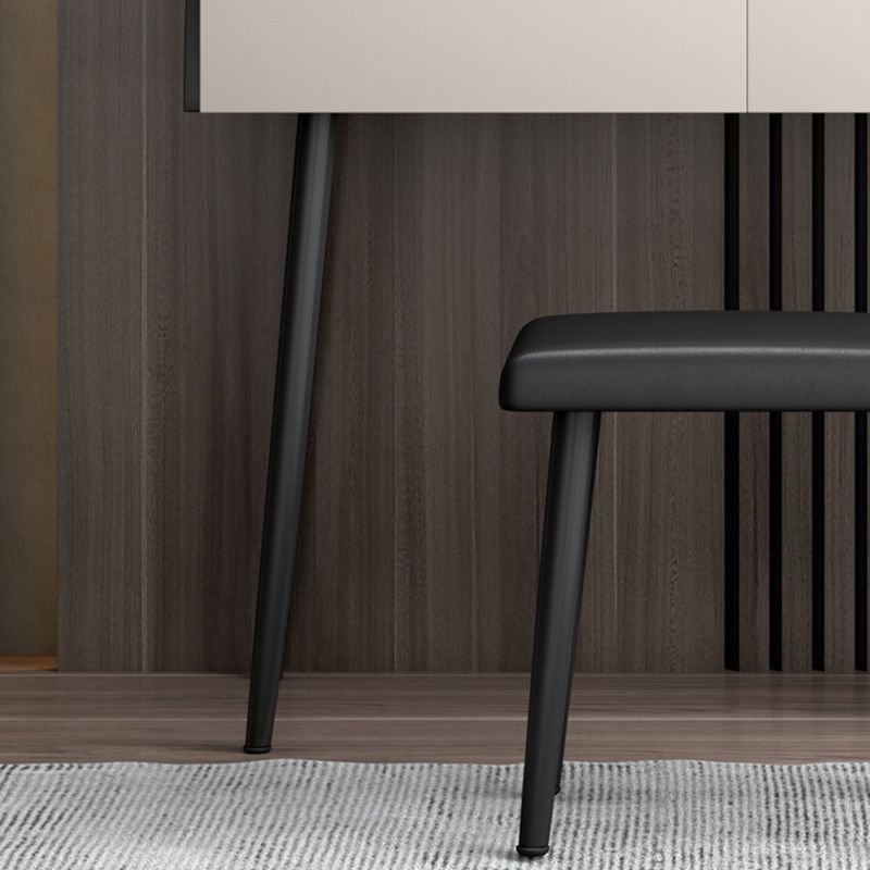 Contemporary Stone Top Vanity Metal Vanity Stool Set with 2 Drawers