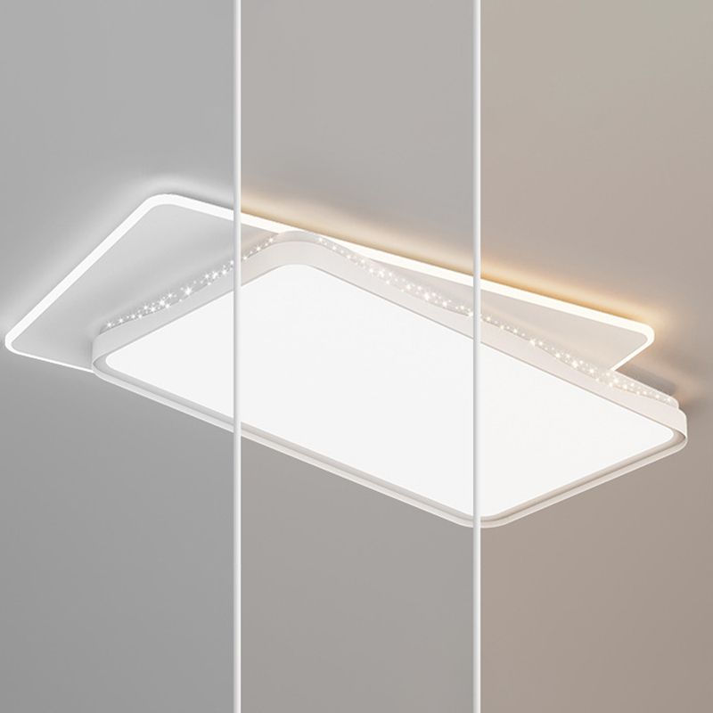 Modern LED Flush Mount Metal Geometric Shape Ceiling Light with Acrylic Shade for Bedroom