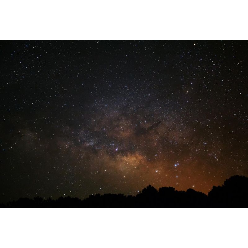 Photography Milky Way Wall Mural Washable Modern Bedroom Wall Covering in Dark Grey-Yellow