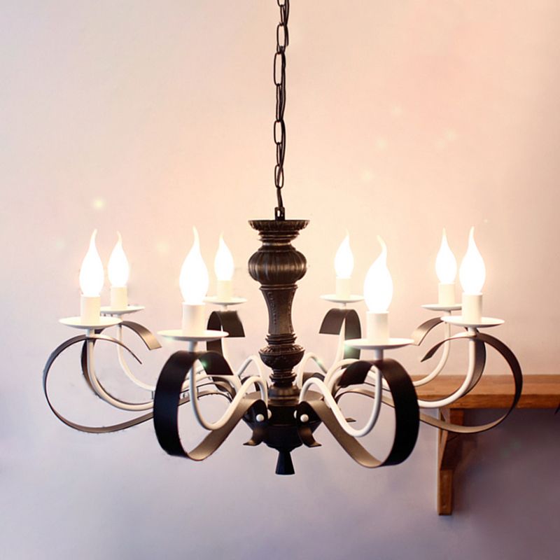 Luces de araña únicas tradicionales luces colgantes colgantes de metal en negro