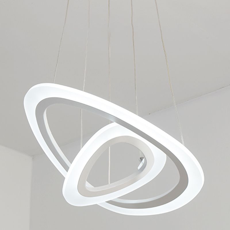 Luces de lámpara de araña de forma de triángulo contemporáneo accesorios de iluminación de araña de metal en blanco