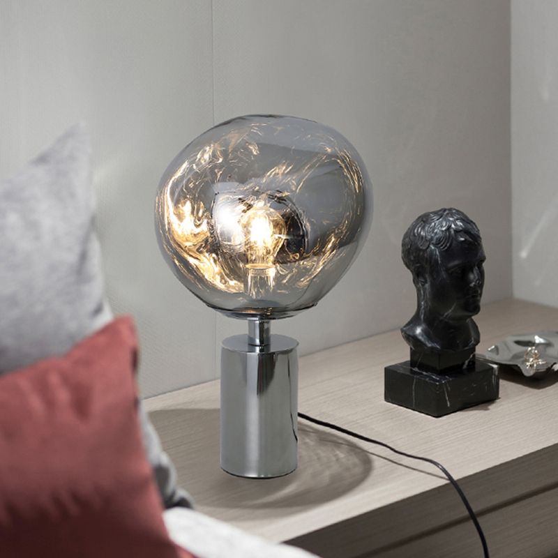 Accensione da tavolo fuso in stile modernista argento/vetro soffiato a mano 1 testa da soggiorno lampada da tavolo