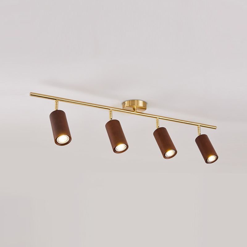 Modern Style Cylindrical Shape Ceiling Light Wood Multi Light Ceiling Light for Restaurant