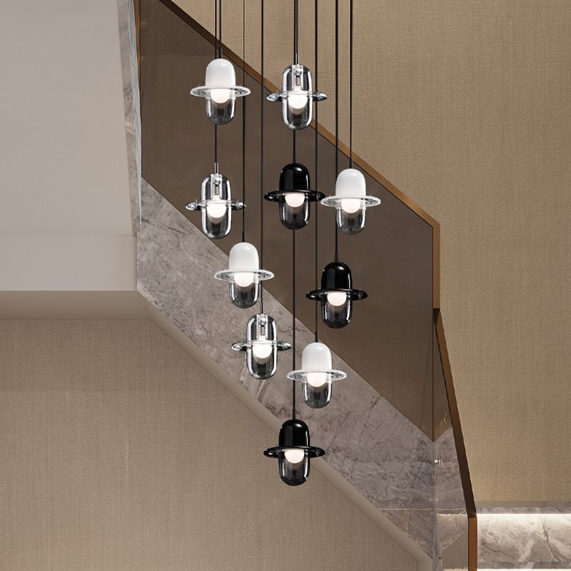 Éclairage de pendentif en verre transparent lampe à suspension à 1 lumière minimaliste pour chambre à coucher