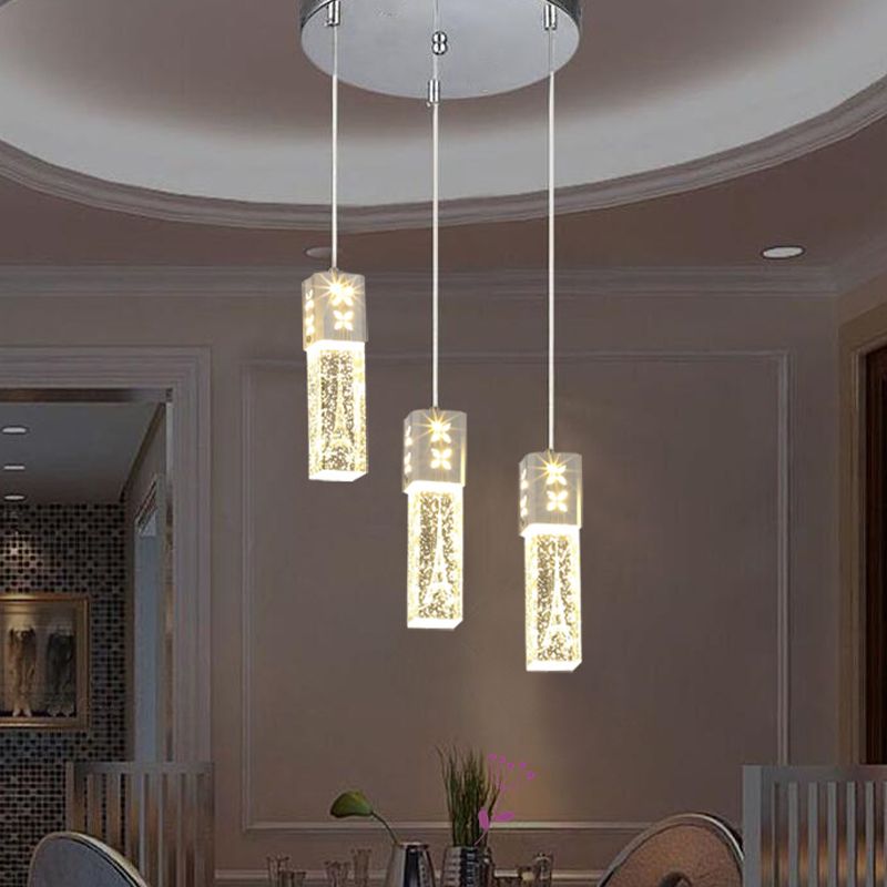 Lineaire hangende verlichtingsarmaturen Moderne 3-lichts heldere suspensielamp met kristalschaduw