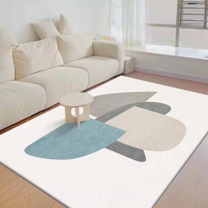 Beige Casual Rug Polyester Color Block Rug Stain Resistant Rug for Living Room