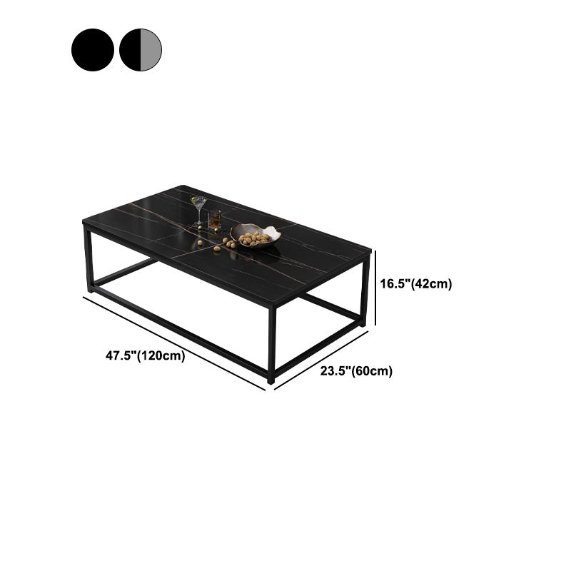 16.5"H Modern Rectangular Wooden Coffee Table Steel Frame Accent Table