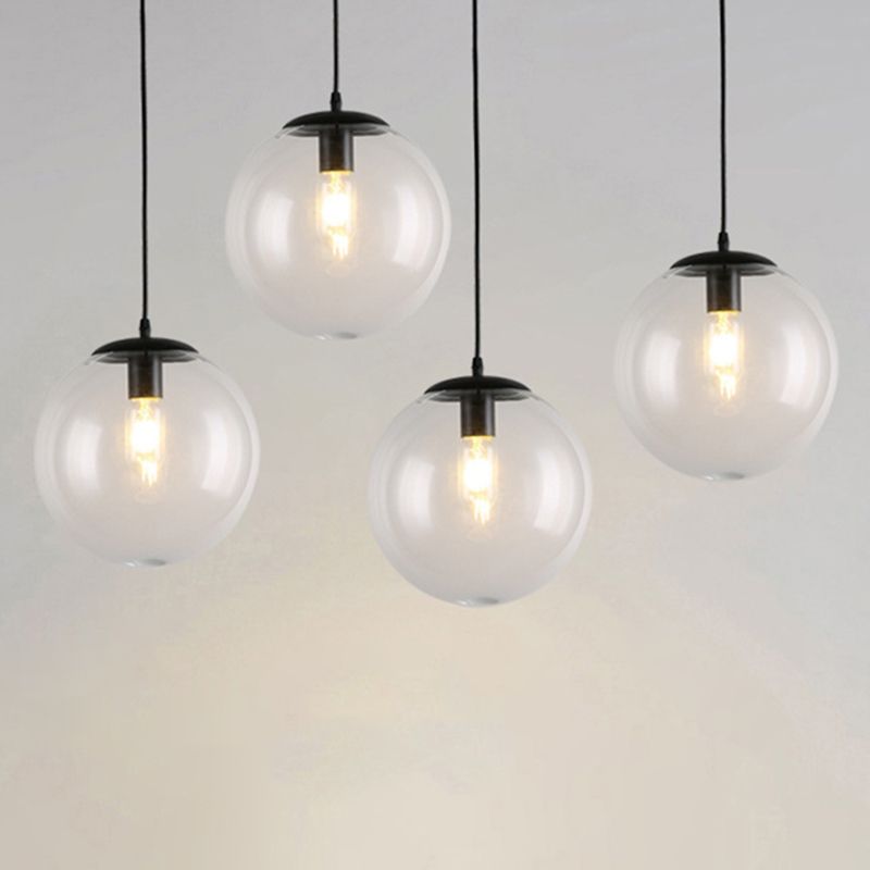 Restaurant Pendant Lighting Fixture Minimalist Style Pendant Ceiling Light with Orb Glass Shade