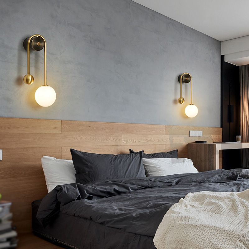 Light Luxury Style Wall Mount Light Copper Ball Shape Wall Lamp for Bedroom
