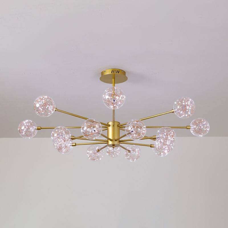 Luce a sospensione a sospensione globale con soffitto in vetro trasparente contemporaneo
