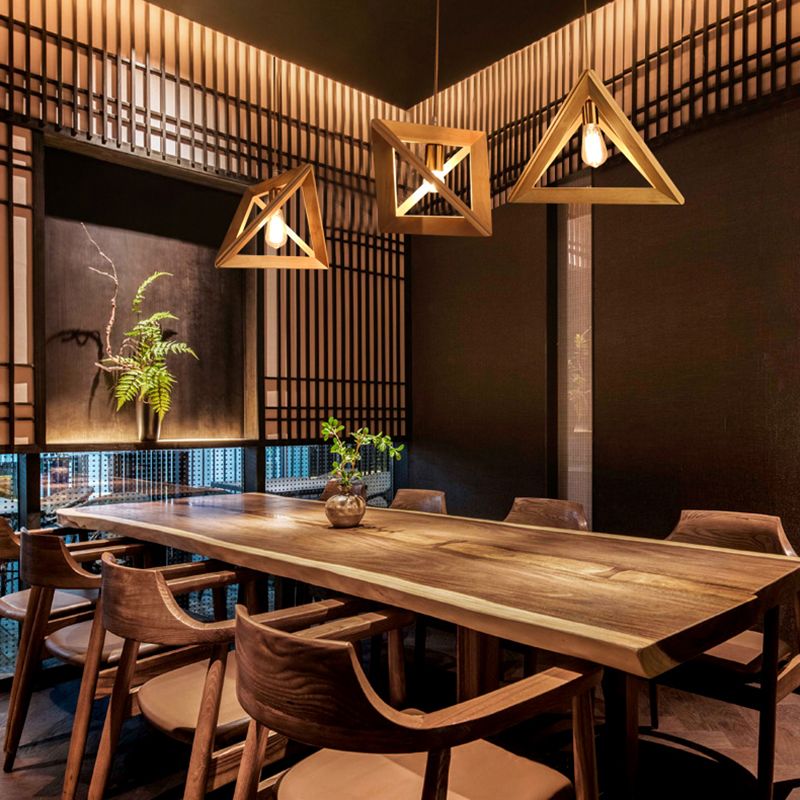 Dreiecks-Esszimmer Suspension anheizt helles Holz 1-Licht minimalistische Deckenbehandlung