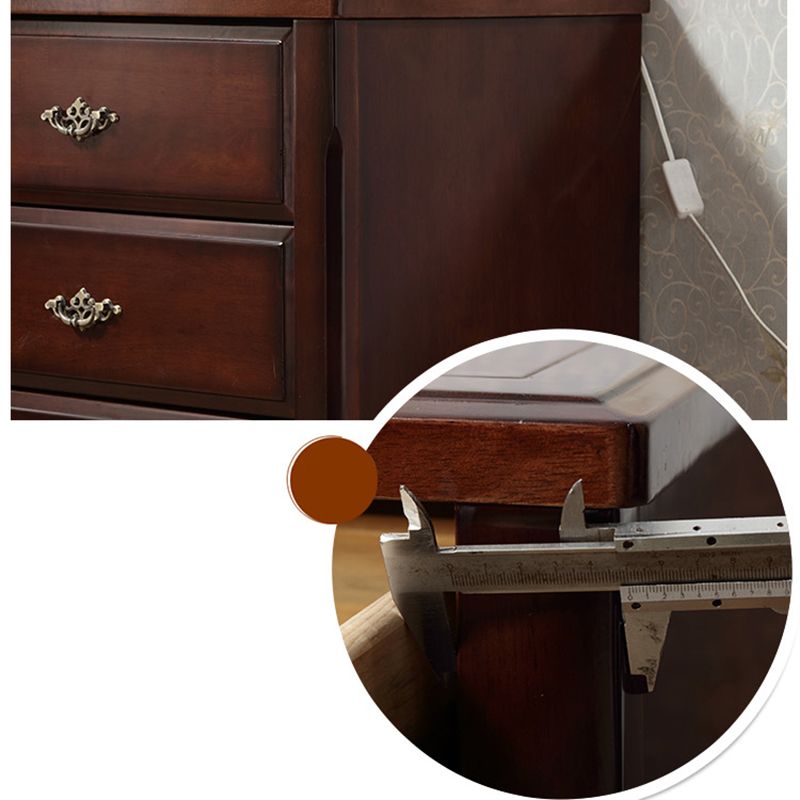 Traditional Wooden Bedroom Chest Vertical Storage Chest with Drawers