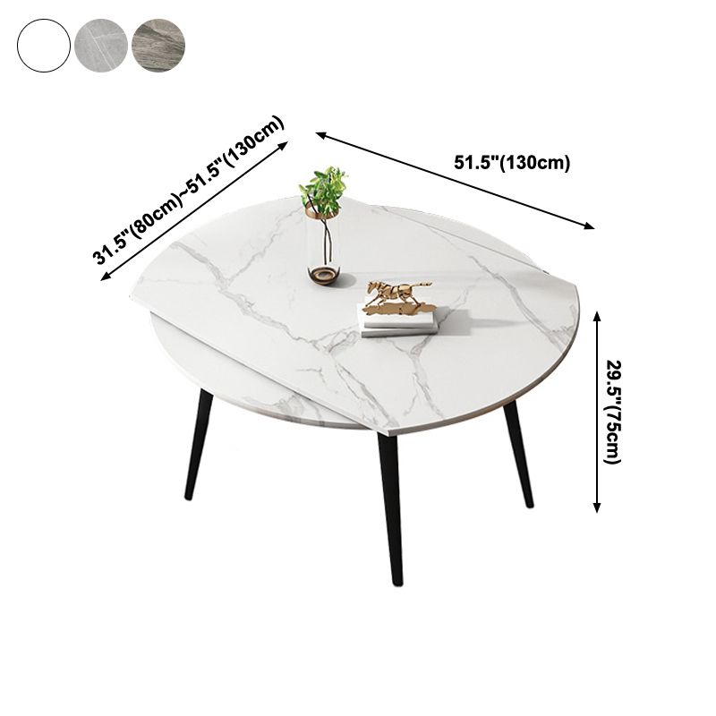 Round 4-foot Dining Site Table Simplicity Style Stone Drop-Leaf Dinette Table for Home