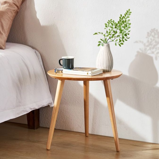 Contemporary Wood 3 Legs Round Living Room Accent Side Table