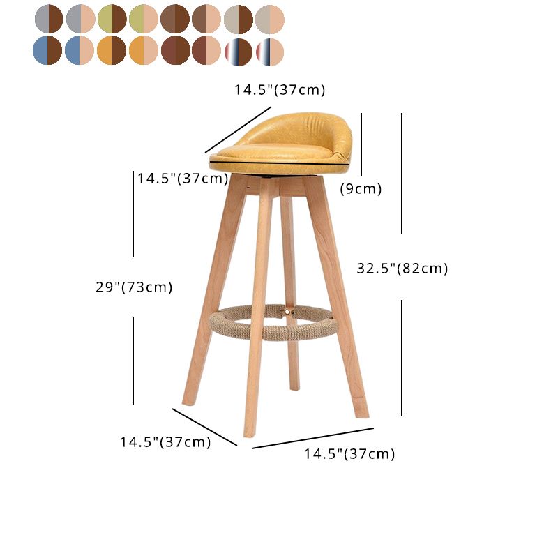 Taburete de bar moderno de madera maciza, reposapiés, respaldo bajo, taburete de mostrador con cojín, 1 pieza