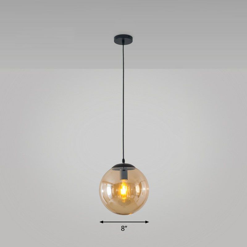 Sphere Restaurant Ceiling Suspension Lamp Glass Single-Bulb Simple Pendant Light in Black