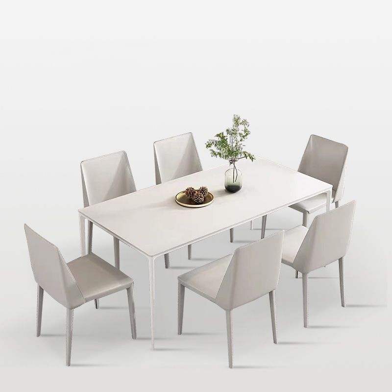 Rectangle Dining Furniture Set 1/4/5/6/7 Pieces Modern Sintered Stone Table Armless Chairs