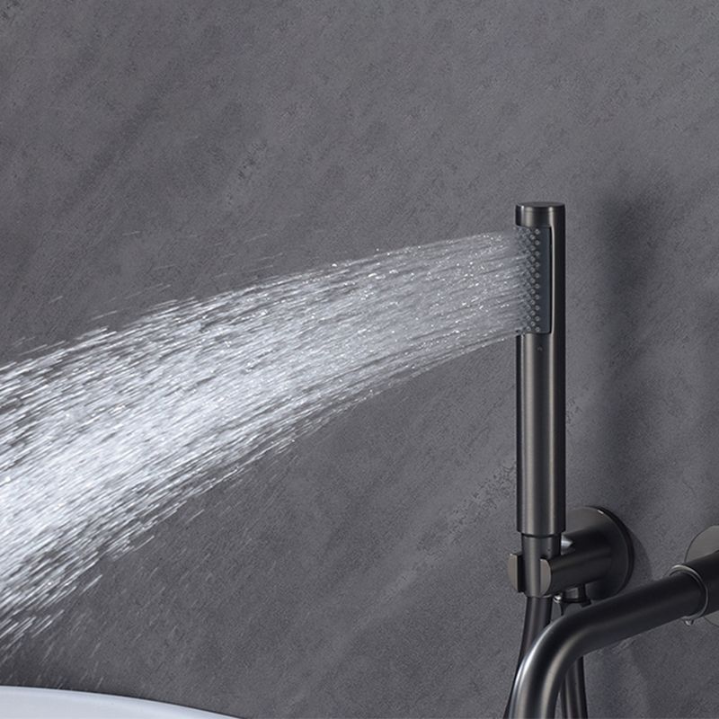 Modern Wall Mounted Metal Tub Filler Trim Low Arc Bathroom Faucet