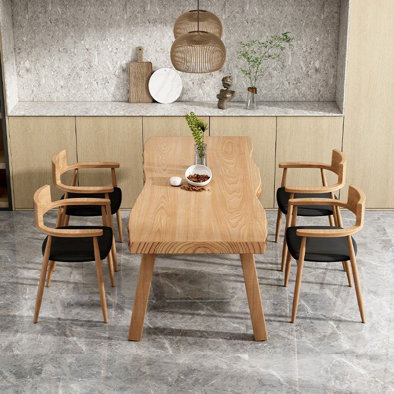 Modern 1/2/5/6/7 Pieces Dining Set Solid Wood Legs Dining Furniture Items in Natural