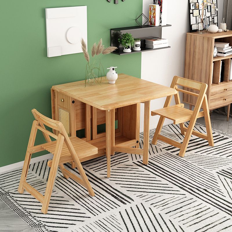 Mid-Century Dining Table Rectangle Solid Wood Drop-Leaf Dining Table for Home Use