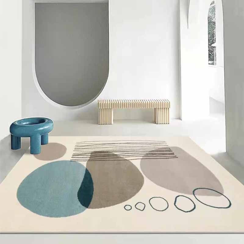 Nordic Color Block Rug Polyester Area Carpet Non-Slip Backing Indoor Carpet for Living Room